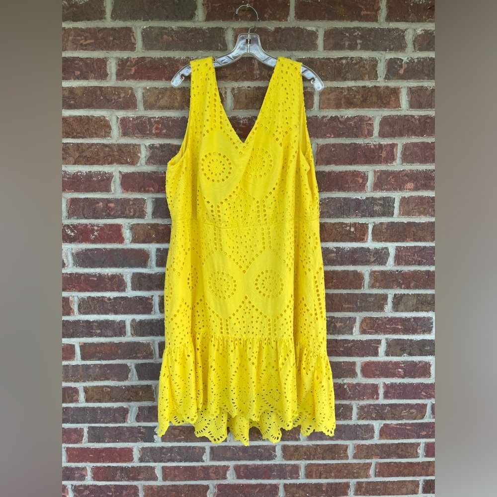 Women’s Plus Size Cato Yellow Eyelet High Low Dress Size 26/28